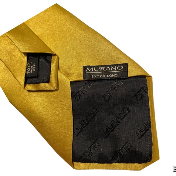 Murano Gold Tie Imported Silk X-Long 64” x 3.75” USA Bar Tac Tipped Hand Sewn - Picture 5 of 12